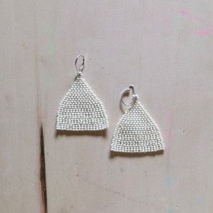 HANDMADE GLASS EARRINGS | Beehive Small Batch Handwoven Bead Earrings in Mono